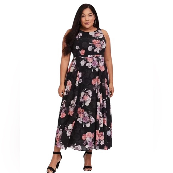 torrid Dresses & Skirts - Torrid Georgette Floral Maxi Dress Romantic, Feminine, Formal, Dressy, Wedding
